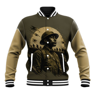 Harlem Hellfighters WWI Soldier Baseball Jacket Vintage Military Hero Jazz Band Silhouette Art