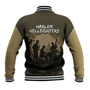 Harlem Hellfighters WWI Soldier Baseball Jacket Vintage Military Hero Jazz Band Silhouette Art