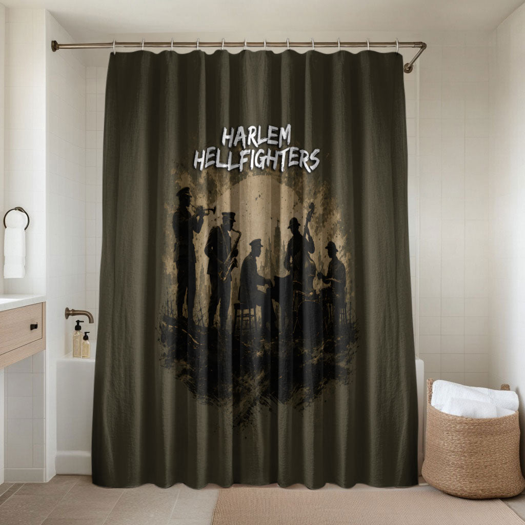 Harlem Hellfighters WWI Soldier Bathroom Set Vintage Military Hero Jazz Band Silhouette Art