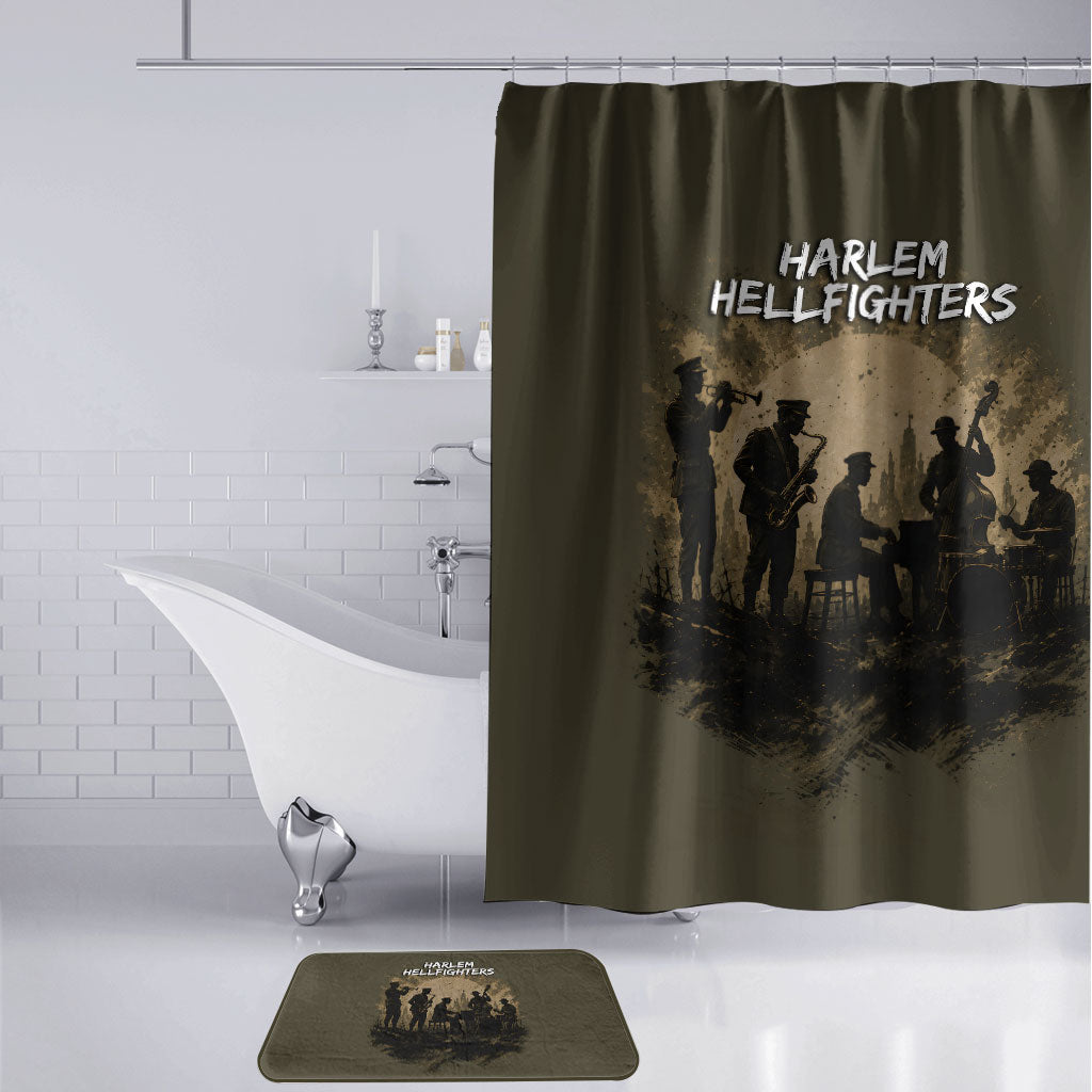 Harlem Hellfighters WWI Soldier Bathroom Set Vintage Military Hero Jazz Band Silhouette Art