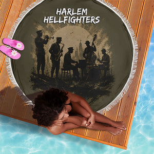 Harlem Hellfighters WWI Soldier Beach Blanket Vintage Military Hero Jazz Band Silhouette Art