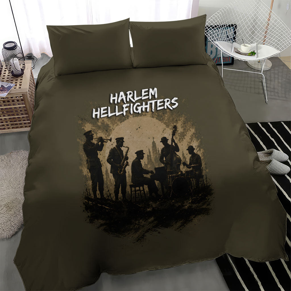 Harlem Hellfighters WWI Soldier Bedding Set Vintage Military Hero Jazz Band Silhouette Art