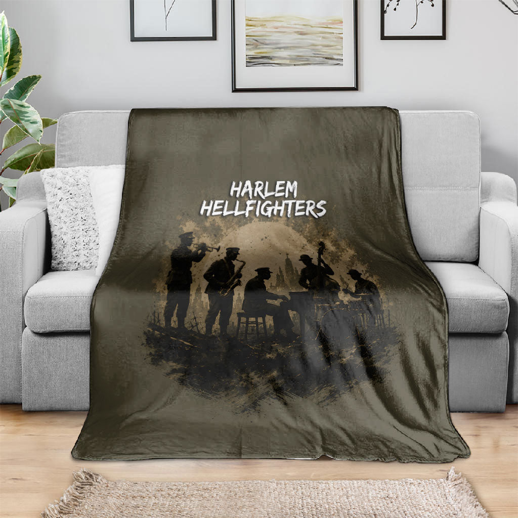 Harlem Hellfighters WWI Soldier Blanket Vintage Military Hero Jazz Band Silhouette Art