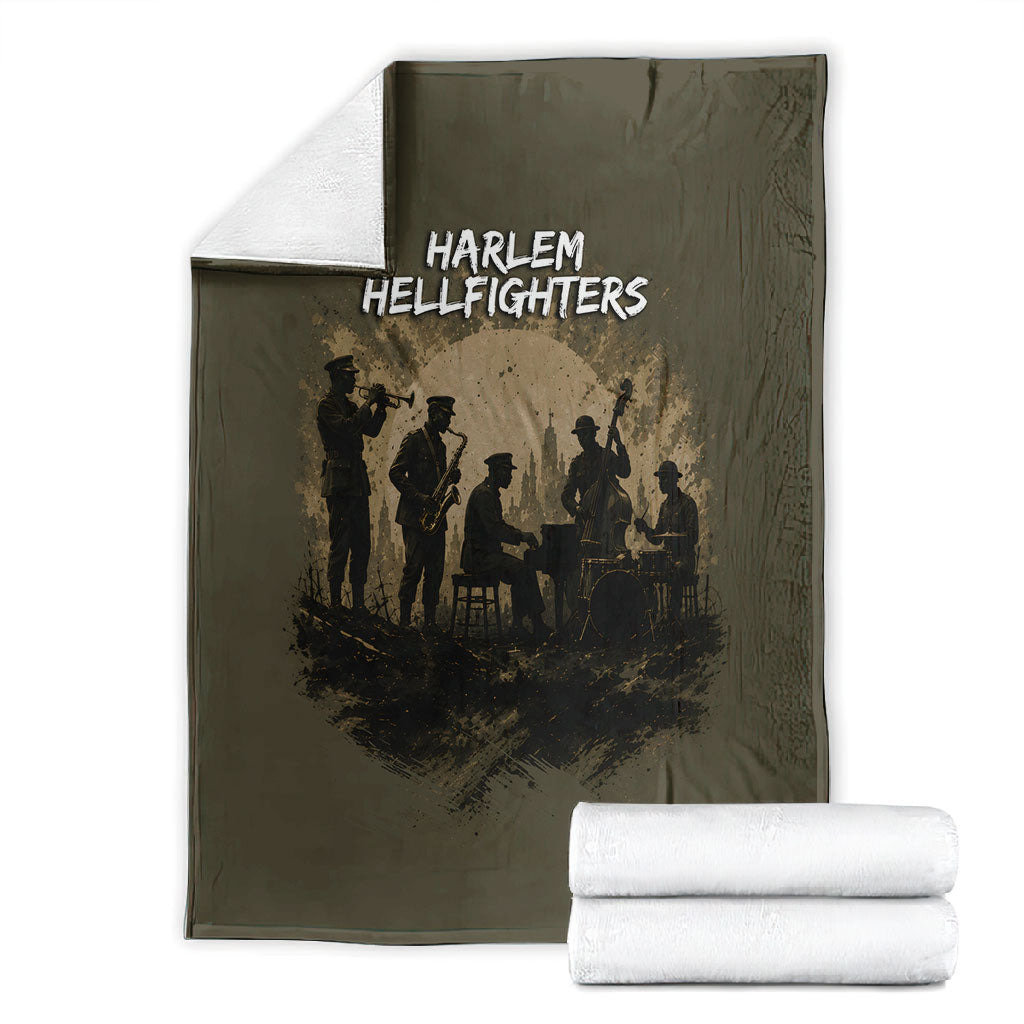 Harlem Hellfighters WWI Soldier Blanket Vintage Military Hero Jazz Band Silhouette Art