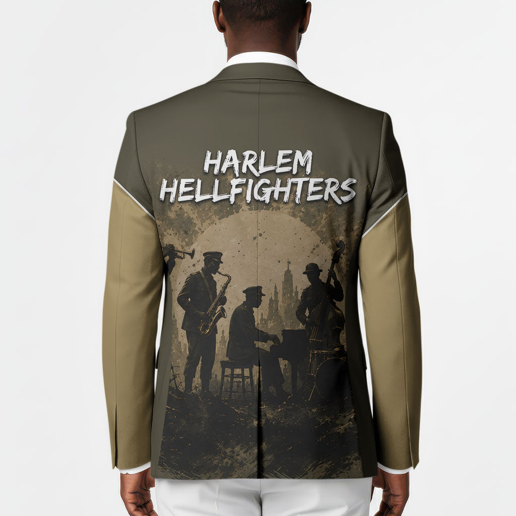 Harlem Hellfighters WWI Soldier Blazer Vintage Military Hero Jazz Band Silhouette Art