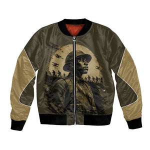 Harlem Hellfighters WWI Soldier Bomber Jacket Vintage Military Hero Jazz Band Silhouette Art