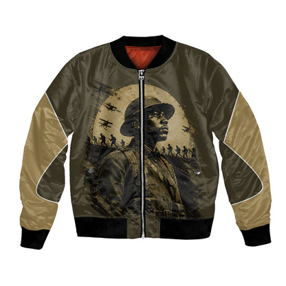 Harlem Hellfighters WWI Soldier Bomber Jacket Vintage Military Hero Jazz Band Silhouette Art