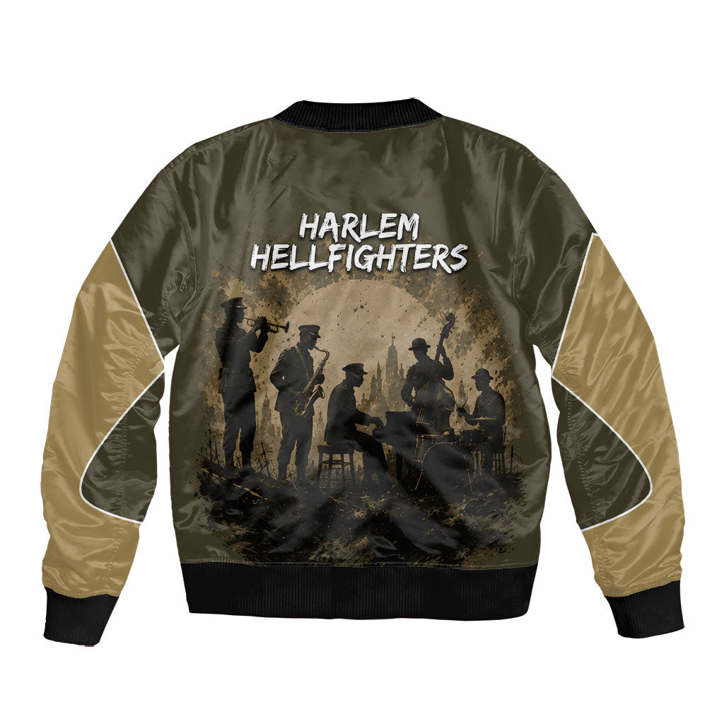 Harlem Hellfighters WWI Soldier Bomber Jacket Vintage Military Hero Jazz Band Silhouette Art
