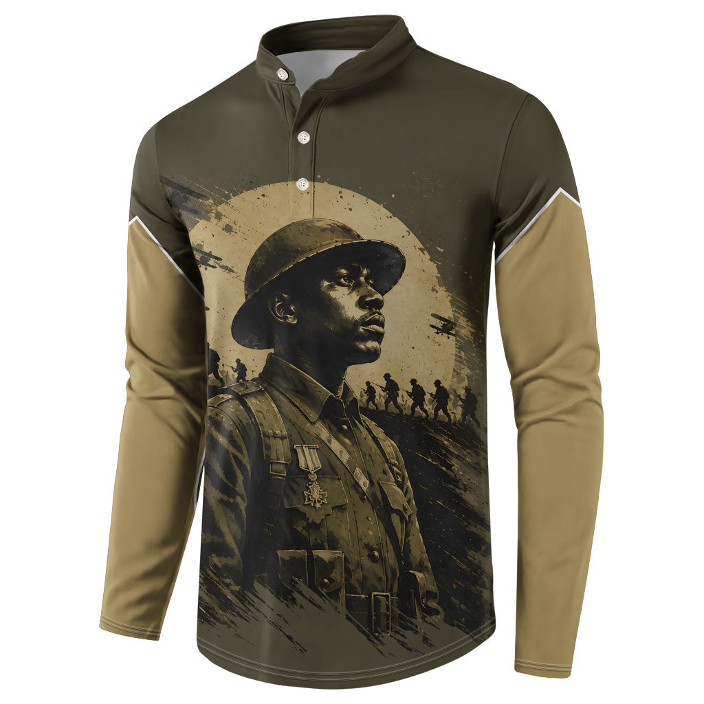 Harlem Hellfighters WWI Soldier Button Sweatshirt Vintage Military Hero Jazz Band Silhouette Art