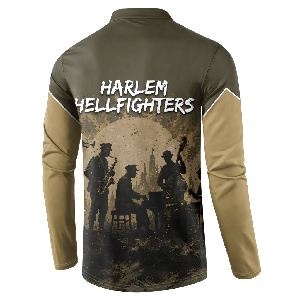 Harlem Hellfighters WWI Soldier Button Sweatshirt Vintage Military Hero Jazz Band Silhouette Art