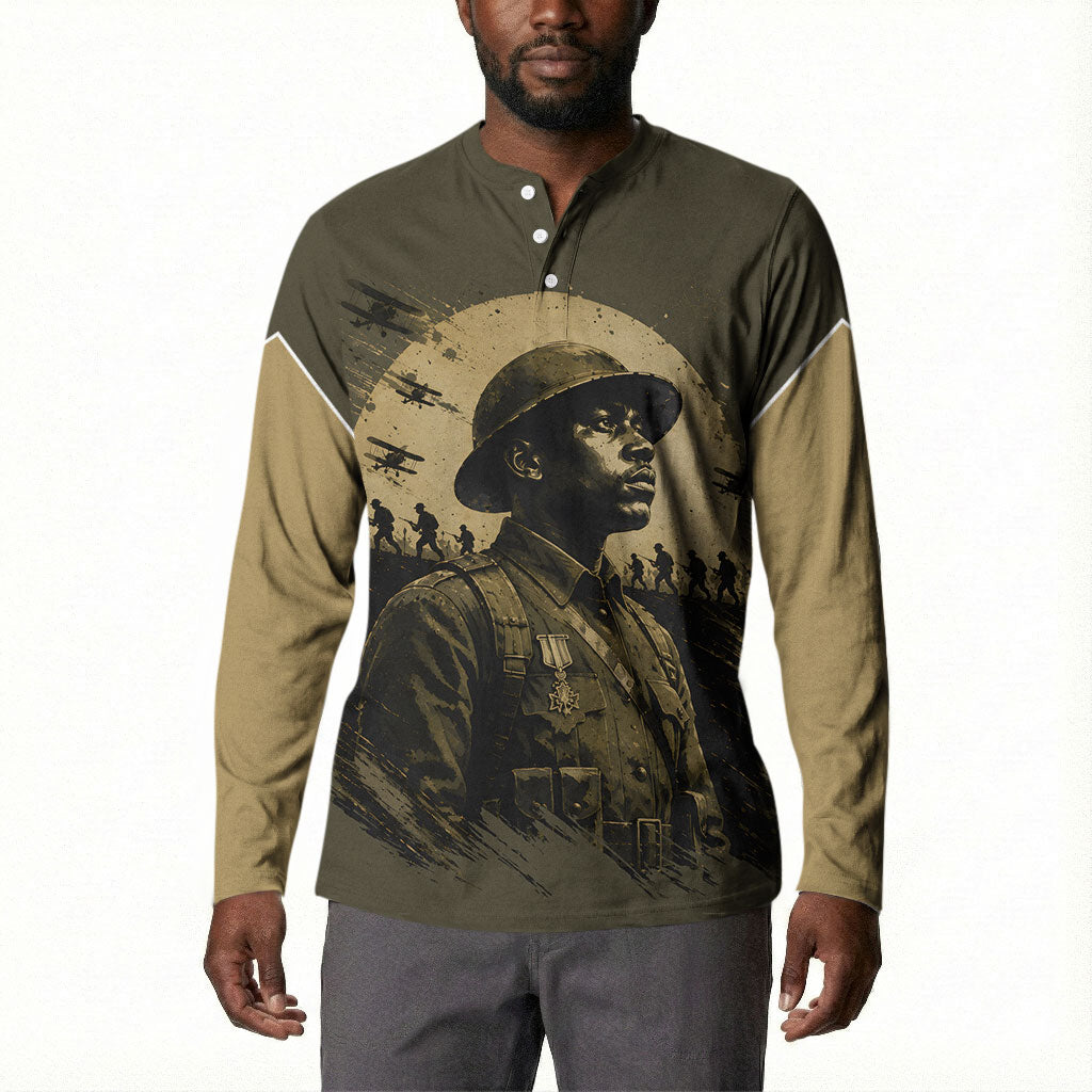 Harlem Hellfighters WWI Soldier Button Sweatshirt Vintage Military Hero Jazz Band Silhouette Art
