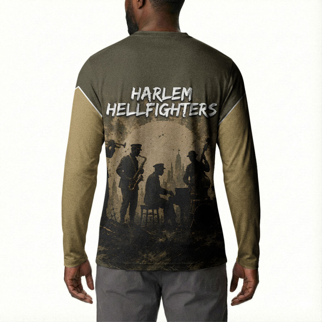 Harlem Hellfighters WWI Soldier Button Sweatshirt Vintage Military Hero Jazz Band Silhouette Art