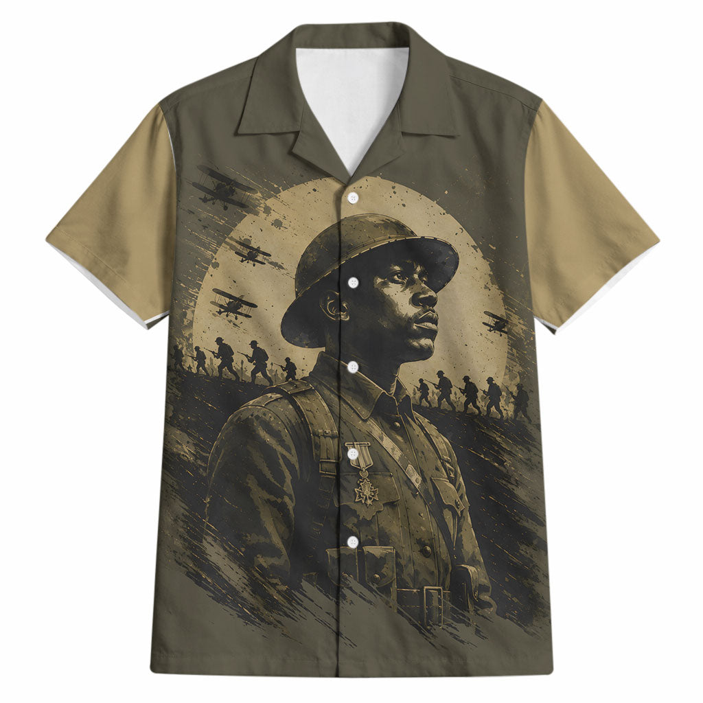 Harlem Hellfighters WWI Soldier Hawaiian Shirt Vintage Military Hero Jazz Band Silhouette Art