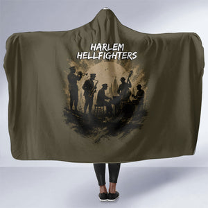 Harlem Hellfighters WWI Soldier Hooded Blanket Vintage Military Hero Jazz Band Silhouette Art