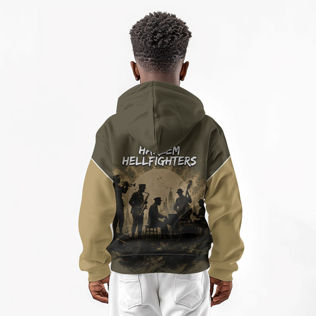 Harlem Hellfighters WWI Soldier Kid Hoodie Vintage Military Hero Jazz Band Silhouette Art