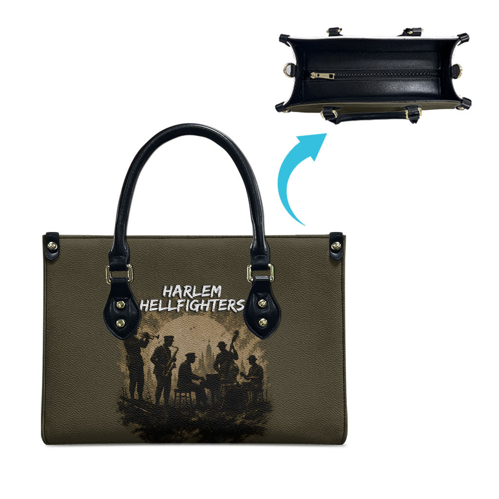 Harlem Hellfighters WWI Soldier Leather Bag Vintage Military Hero Jazz Band Silhouette Art