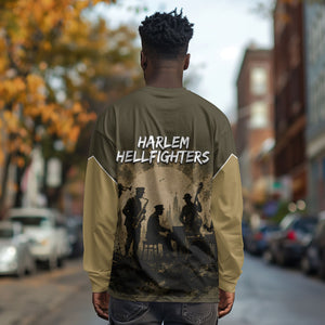 Harlem Hellfighters WWI Soldier Long Sleeve Shirt Vintage Military Hero Jazz Band Silhouette Art