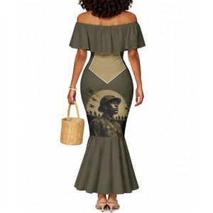 Harlem Hellfighters WWI Soldier Mermaid Dress Vintage Military Hero Jazz Band Silhouette Art