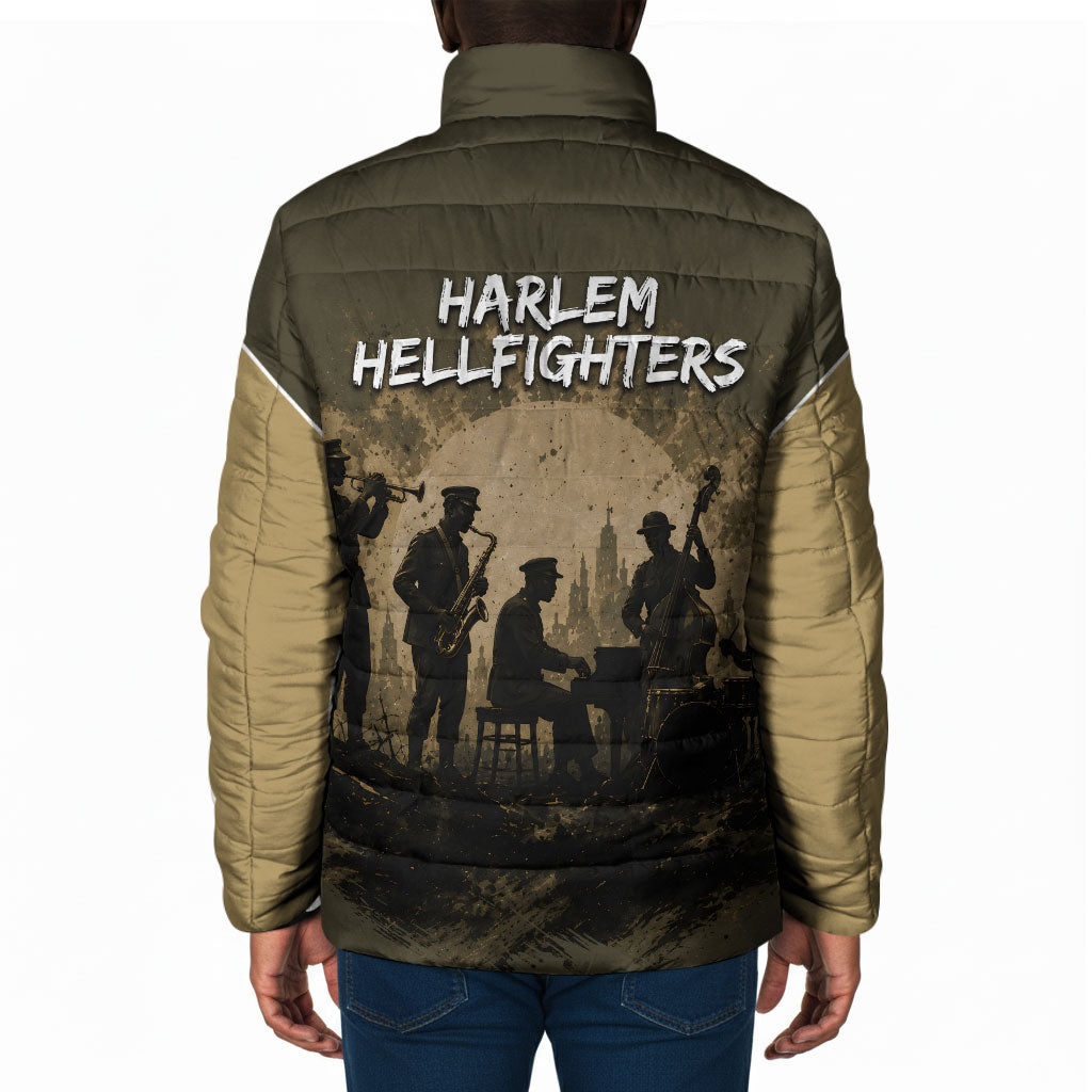 Harlem Hellfighters WWI Soldier Padded Jacket Vintage Military Hero Jazz Band Silhouette Art