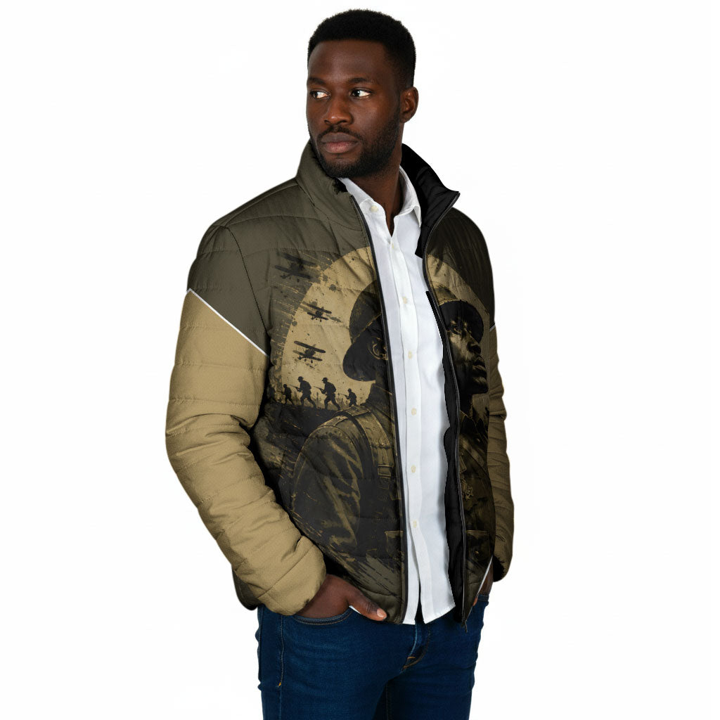 Harlem Hellfighters WWI Soldier Padded Jacket Vintage Military Hero Jazz Band Silhouette Art
