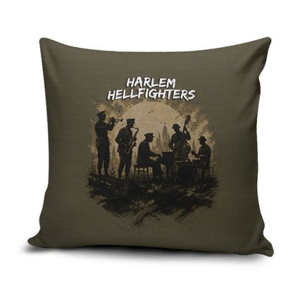 Harlem Hellfighters WWI Soldier Pillow Cover Vintage Military Hero Jazz Band Silhouette Art