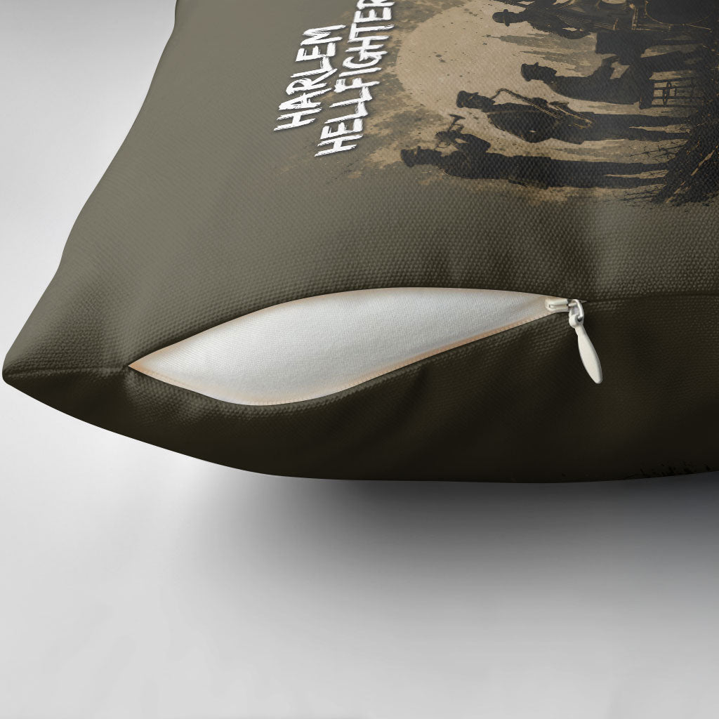 Harlem Hellfighters WWI Soldier Pillow Cover Vintage Military Hero Jazz Band Silhouette Art