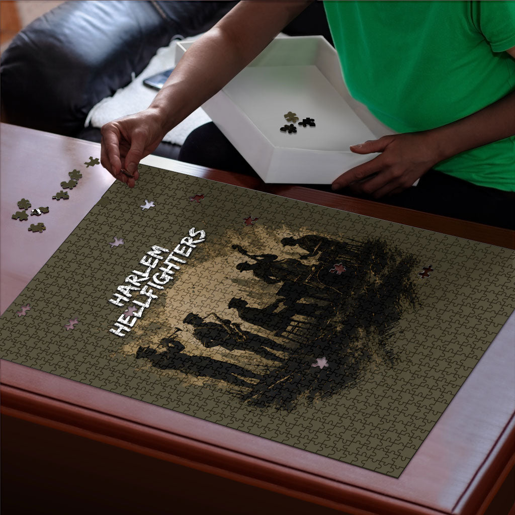 Harlem Hellfighters WWI Soldier Puzzle Vintage Military Hero Jazz Band Silhouette Art