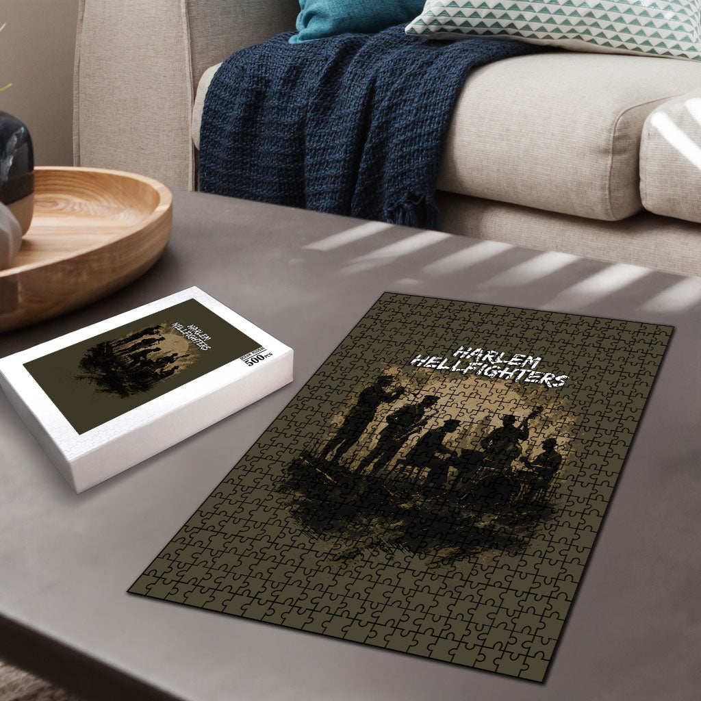Harlem Hellfighters WWI Soldier Puzzle Vintage Military Hero Jazz Band Silhouette Art
