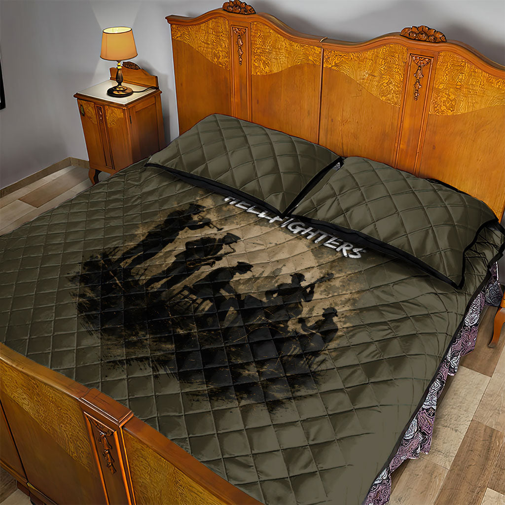 Harlem Hellfighters WWI Soldier Quilt Bed Set Vintage Military Hero Jazz Band Silhouette Art