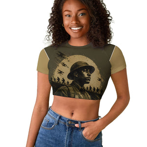 Harlem Hellfighters WWI Soldier Raglan Cropped T shirt Vintage Military Hero Jazz Band Silhouette Art