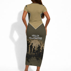 Harlem Hellfighters WWI Soldier Short Sleeve Bodycon Dress Vintage Military Hero Jazz Band Silhouette Art