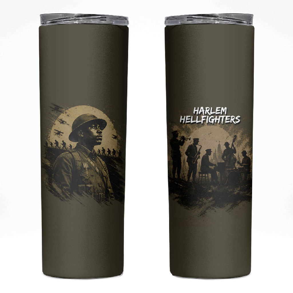 Harlem Hellfighters WWI Soldier Skinny Tumbler Vintage Military Hero Jazz Band Silhouette Art