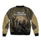 Harlem Hellfighters WWI Soldier Sleeve Zip Bomber Jacket Vintage Military Hero Jazz Band Silhouette Art