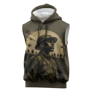 Harlem Hellfighters WWI Soldier Sleeveless Hoodie Vintage Military Hero Jazz Band Silhouette Art