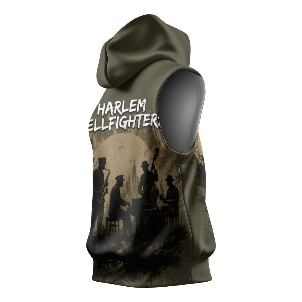 Harlem Hellfighters WWI Soldier Sleeveless Hoodie Vintage Military Hero Jazz Band Silhouette Art