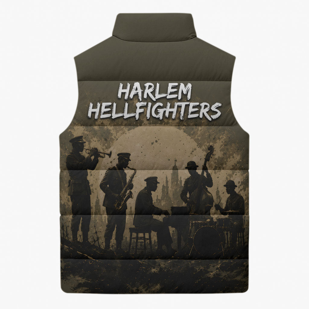 Harlem Hellfighters WWI Soldier Sleeveless Puffer Jacket Vintage Military Hero Jazz Band Silhouette Art