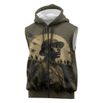Harlem Hellfighters WWI Soldier Sleeveless Zip Hoodie Vintage Military Hero Jazz Band Silhouette Art
