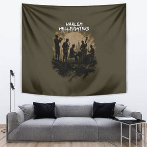 Harlem Hellfighters WWI Soldier Tapestry Vintage Military Hero Jazz Band Silhouette Art