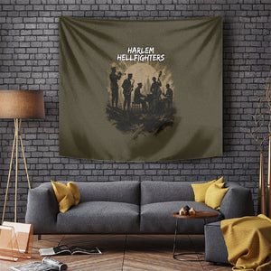 Harlem Hellfighters WWI Soldier Tapestry Vintage Military Hero Jazz Band Silhouette Art
