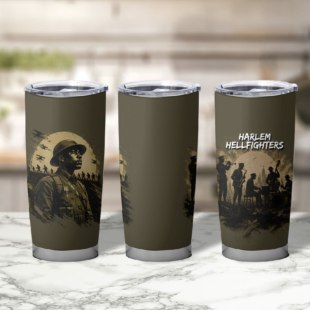 Harlem Hellfighters WWI Soldier Tumbler Cup Vintage Military Hero Jazz Band Silhouette Art