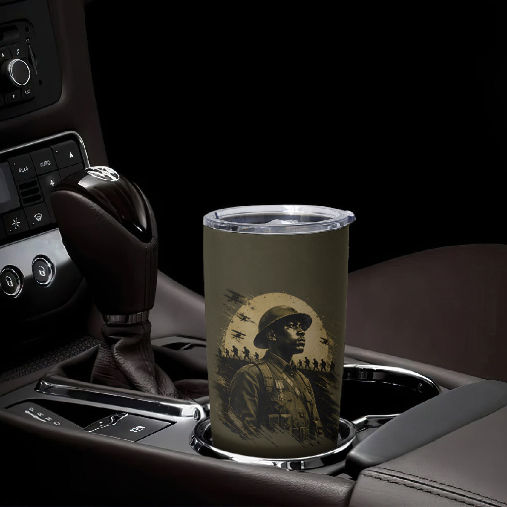Harlem Hellfighters WWI Soldier Tumbler Cup Vintage Military Hero Jazz Band Silhouette Art