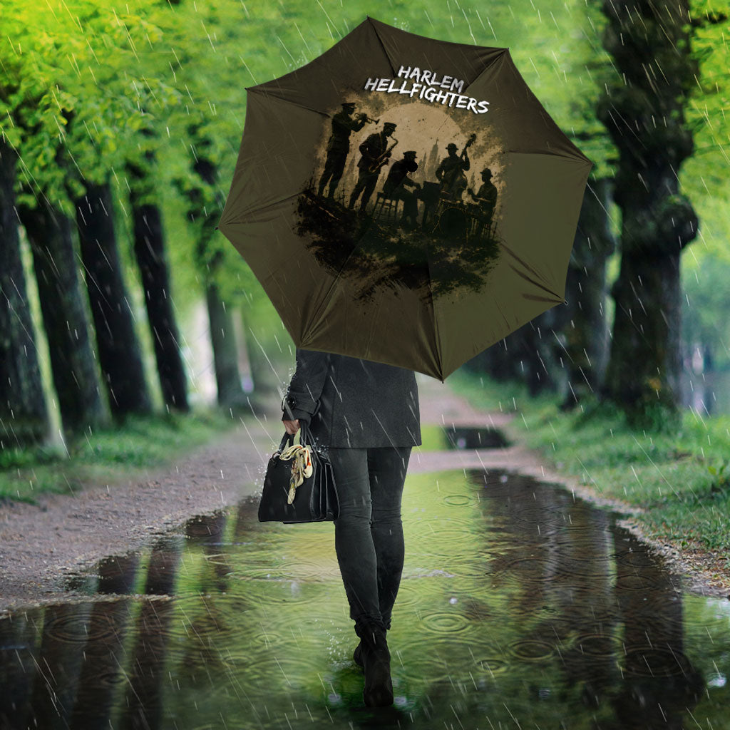 Harlem Hellfighters WWI Soldier Umbrella Vintage Military Hero Jazz Band Silhouette Art