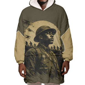 Harlem Hellfighters WWI Soldier Wearable Blanket Hoodie Vintage Military Hero Jazz Band Silhouette Art
