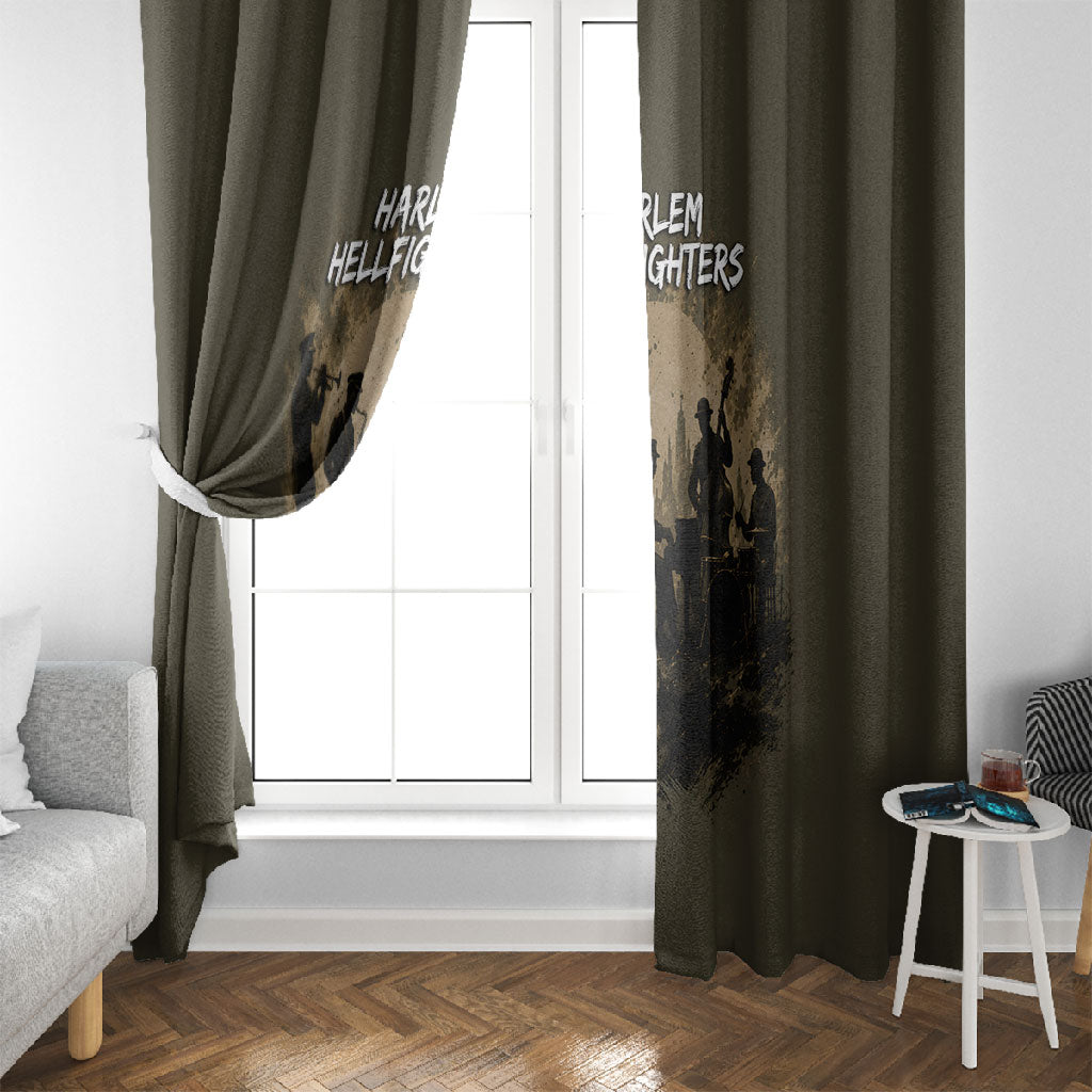 Harlem Hellfighters WWI Soldier Window Curtain Vintage Military Hero Jazz Band Silhouette Art