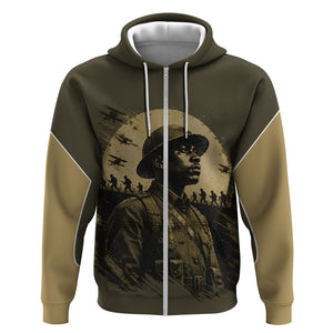Harlem Hellfighters WWI Soldier Zip Hoodie Vintage Military Hero Jazz Band Silhouette Art