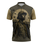 Harlem Hellfighters WWI Soldier Zipper Polo Shirt Vintage Military Hero Jazz Band Silhouette Art