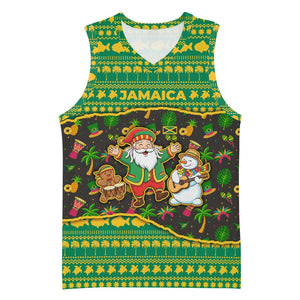 Jamaica Christmas Basketball Jersey Rasta Santa Snowman Gingerbread Drummer Palm Trees TS04