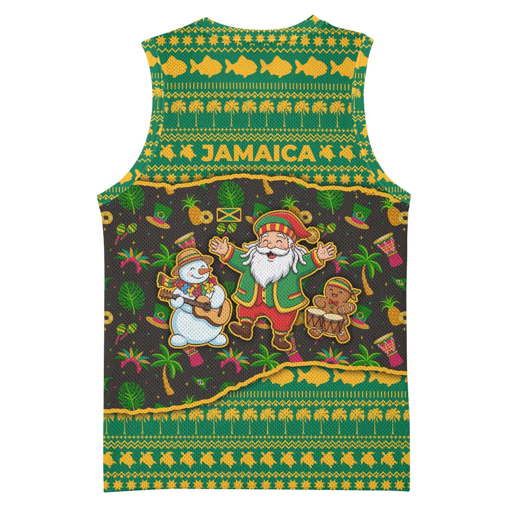 Jamaica Christmas Basketball Jersey Rasta Santa Snowman Gingerbread Drummer Palm Trees TS04