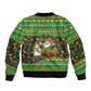 Jamaica Christmas Bomber Jacket Rasta Santa Snowman Gingerbread Drummer Palm Trees - African Pride