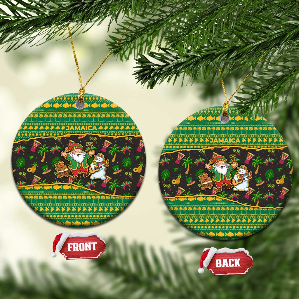 Jamaica Christmas Ceramic Ornament Rasta Santa Snowman Gingerbread Drummer Palm Trees - African Pride